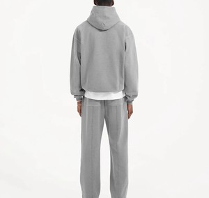 Conjunto de Sudadera con Capucha y Pantalones de Felpa de Algodón Grueso con Lavado Ácido, Personalizado OEM, 2 Piezas, Liso, Vintage, para Hombre - Product Image 3