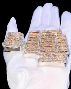 Pendentif pour homme personnalisable de style hip-hop, en argent sterling personnalisé, design 3D à deux tons, plaqué rhodium, moissanite - Product Image 5