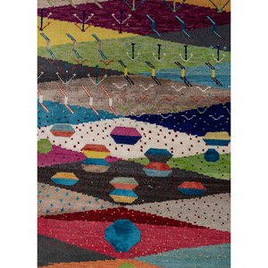 Alfombra de Lana y Seda de Bambú Anudada a Mano Freedom Manchaha Verde con Patrón Geométrico para Uso Doméstico-Les-8367 - Product Image 3