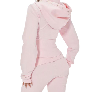 ชุดวอร์มผู้หญิงผ้าฝ้าย 100% แบบสั่งทำ กางเกงขายาวทรงบาน เสื้อฮู้ดดี้ ชุดลำลอง บริการ OEM - Product Image 3