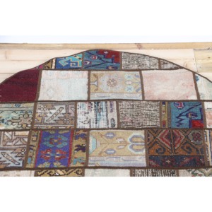 Tapis rond turc, tapis vintage 3,3x3,3 pieds, tapis en laine marron à motifs floraux - Product Image 4
