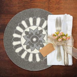 Handcrafted Round <b>Beaded</b> <b>Placemats</b> for Dining Table Wedding Christmas Decoration Family Gathering Parties - Product Image 4
