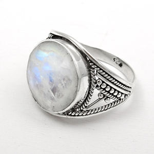 Natural Rainbow Moonstone Unique Shape <b>Chunky</b> Vintage 925 Real <b>Silver</b> <b>Rings</b> for Daily Wearing at Wholesale Prices Bulk Sale OEM - Product Image 2