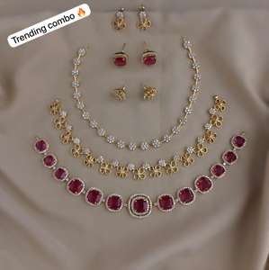 Conjunto de Collar con Acabado Mate CZ, Oferta Combinada, Perfecto para Bodas, Uso Diario, Conjuntos de Collar de Calidad Premium - Product Image 1