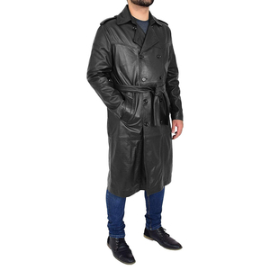 Quantité minimale de commande bas fabriqué en usine manteau en cuir surdimensionné pour hommes 100% haut de haute qualité couleur unie hommes vêtements d'hiver Long manteau - Product Image 6