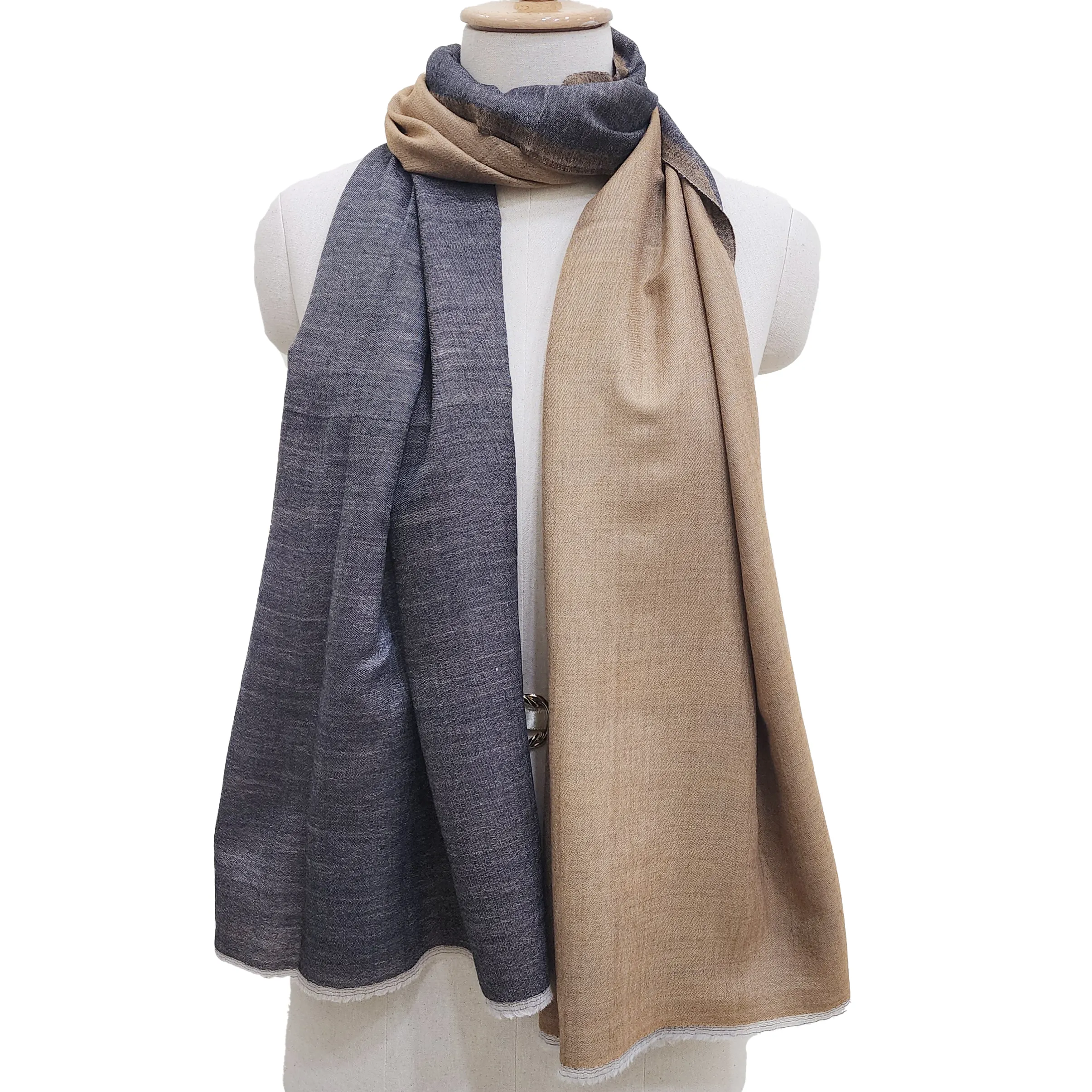 Cashmere Pashmina lụa Jacquard dệt trên tất cả các kashmiri pashmini khuôn mẫu Kem chống nắng khăn màu sắc tự nhiên handmade chiếc khăn