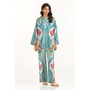 ชุดเซ็ตพิมพ์ลายโบฮีเมียนผ้าแคมบริก รุ่น IPST-77150 ผ้าเครป ชุดสองชิ้นสำหรับฤดูใบไม้ผลิ/ฤดูร้อน ไซส์ XS เสื้อท่อนบน - Product Image 5