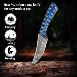 Vente directe d'usine, couteau tactique à lame fixe en acier Damas avec manche en bois Pukka, couteau de camping et de chasse EDC avec étui - Product Image 3
