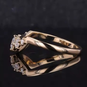 14K Rose Gold Engagement <b>Ring</b> Romantic Sparkle Elegant Curve Lab Grown Diamond Anniversary and Wedding <b>Ring</b> with Hidden Halo - Product Image 3