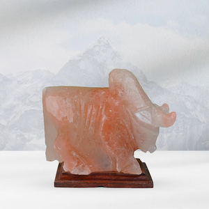 Lámpara de sal del Himalaya con forma de vaca de Color Natural de tendencia superior, estilo moderno de alta calidad ecológico tallado a mano completo - Product Image 5