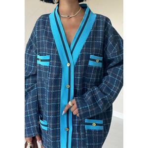 เสื้อแจ็คเก็ตลายสก็อตสีน้ำเงินแบบมีซิป สำหรับฤดูใบไม้ร่วง มีจำหน่ายราคาส่ง - Product Image 2