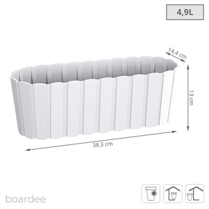 Fioriera da balcone BOARDEE BASIC 4.9L, dimensioni (mm) 383x144x130, colore Bianco - Product Image 3