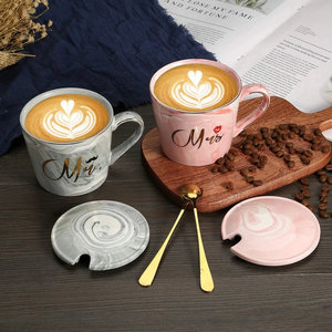 ชุดแก้วกาแฟเซรามิค Mr Mrs ความจุ 400 มล. ใช้กับเครื่องล้างจานและไมโครเวฟได้ ลายแต่งงาน พร้อมช้อน ODM สำหรับของขวัญส่งเสริมการขาย - Product Image 4