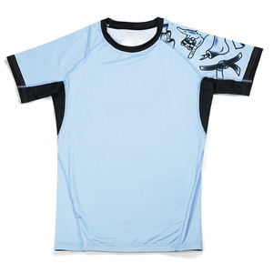 Camiseta de Manga Corta para Niños, Sublimada, Transpirable, Antibacteriana, Ecológica, para MMA y BJJ, Color Azul Cielo, Personalizable - Product Image 1