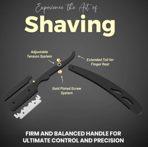 ANAAIF Rasoir professionnel à bord droit en acier inoxydable à lame unique pour hommes Finition poudre noire - Product Image 3