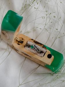 PERSONALIZED RUSTIC HANDMADE Wholesale Engagement Proposal Wedding Unique Double Slot Wooden and Resin Jewelry <b>Ring</b> Box - Product Image 3