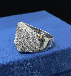 Hecho a mano 10K oro blanco personalizado Campeonato anillo estilo Hip Hop corte moissanita piedras rodio plateado diamante bodas fiestas - Product Image 2