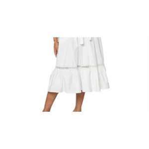 Abito Midi Leota in Popeline con Cintura, Linea ad A, Bianco, Taglia S, con Vita Naturale - Product Image 6