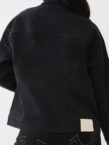 Veste en jean réversible décontractée pour femmes du fabricant 100% coton motif solide bouton Logo décoration hiver lavé - Product Image 4