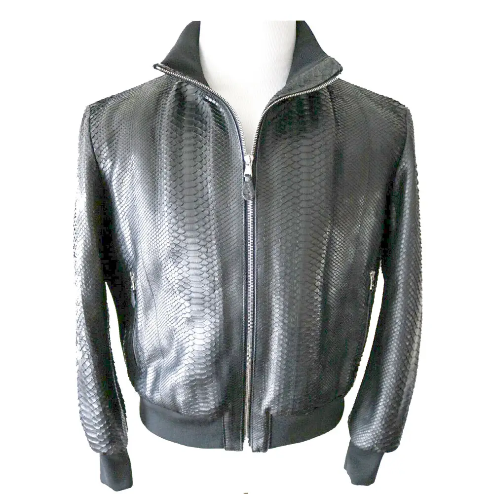 Oem Bestelling Leren Jas Heren Biker Jack Met Vossenbont Kraag Herfst Nieuwe Krokodillenslang Huid Reliëf Leren Trenchcoat