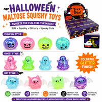 Nouveaux Squishies personnalisés Halloween en gel de maltose, géants, en forme de boulette, de citrouille et de fantôme, scintillants, jouets anti-stress avec boîte de présentation