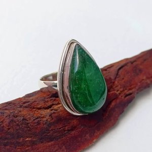 Bague en argent sterling 925 faite à la main fraise verte poire coupe lunette diamant pierre femmes filles fête porter des cadeaux d'anniversaire - Product Image 2