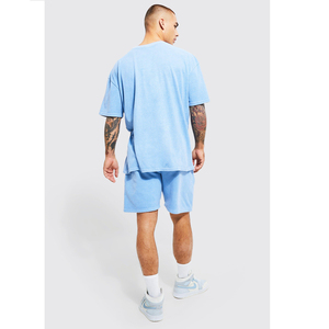 Conjunto de camiseta de manga corta informal de verano para hombre 2025 y pantalones cortos de punto, conjunto doble transpirable con diseño de dos piezas a juego - Product Image 2