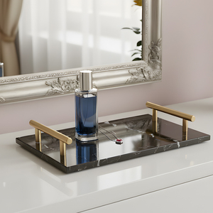 Plateau de service de luxe en résine de marbre Plateaux de rangement personnalisés pour salle de bain d'hôtel - Product Image 3