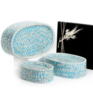 Wholesale Elegant <b>Set</b> of 3 Mother of Pearl <b>Cake</b> <b>Stands</b> MOP Inlay Chocolate Tray for Ramadan Eid Mubarak 2023 - Product Image 4