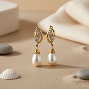Women's Elegant <b>Gold</b> Plating Pearl <b>Drop</b> <b>Earrings</b> Perfect Jewelry Gift - Product Image 2