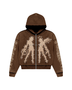 2025 nouveau haute qualité pleine fermeture éclair Fitness sweat à capuche ample fermeture éclair pour les femmes marque personnalisée Logo sweats à capuche imprimés avec Logo avant - Product Image 3