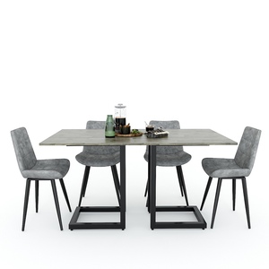 Juego de Comedor Racoli BA68050 Rectangular 140/160x80cm de Madera MDF con Patas de Hierro, Material de Piedra Sinterizada, Ensamblado - Product Image 6