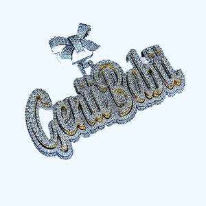 Joyería Hip Hop con Incrustaciones de Diamantes, Colgante con Letras Personalizadas, Colgante con Incrustaciones de Diamantes VVS, Colgante Personalizado de Plata 925 para Hombre - Product Image 1