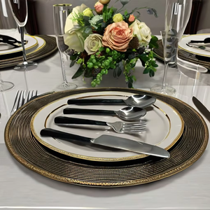 Ensemble de couverts en acier inoxydable personnalisable de haute qualité avec poignée polie noire Couverts portables de luxe pour mariages Usage domestique - Product Image 1