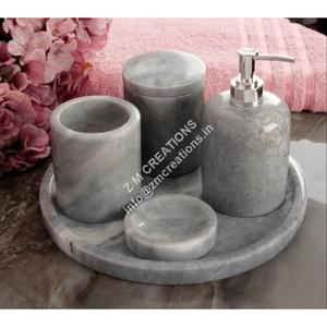 Latest Arrival High Quality Modern Five-piece <b>Bathroom</b> Accessory Set Waterproof Portable Solid Marble Custom Logo <b>Print</b> - Product Image 2