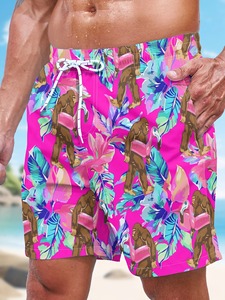 กางเกงขาสั้นชายหาดผ้าโพลีเอสเตอร์สำหรับผู้ชายกางเกงขาสั้นชายหาดผ้าโพลีเอสเตอร์100% ปรับได้มีเชือกผูกแบบลำลองฤดูร้อนสีฟ้าเสื้อผ้าชายหาด - Product Image 6