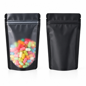 Sachet Doypack Noir Mat Personnalisé avec Fenêtre Transparente et Fermeture Zip Refermable pour Emballage Alimentaire (Grains de Café, Noix, Bonbons, Snacks) - Product Image 6