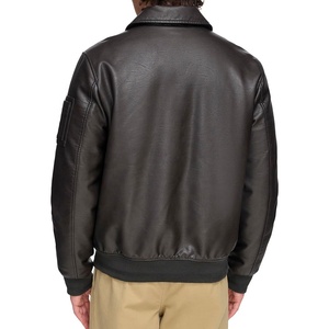 Nouveau solide fermeture éclair manteaux courts vestes col rabattu mode vestes en cuir Pu vêtements pour hommes veste de bureau pour hommes - Product Image 4