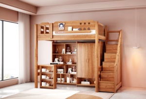 Lit superposé en acajou de luxe, mobilier moderne pour chambre à coucher - Product Image 2