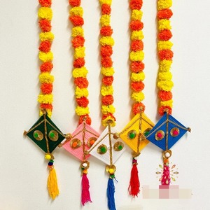 5 Feet Vibrant Indian Marigold & Woolen Kite Door Hanging Traditional Decor <b>for</b> Diwali, Weddings, Christmas, and Pooja - Product Image 5