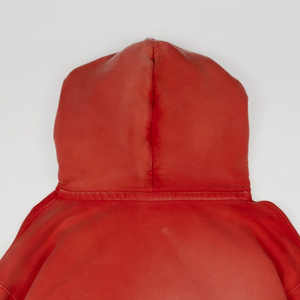 Luxe uni de haute qualité coupe régulière sweats à capuche de poche brodés sans ficelle éponge française 100% coton lourd recadrée Sunfade - Product Image 2