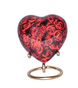 Urna de recuerdo de rosa roja-Mini cremación de corazón con soporte y caja premium-Urna de recuerdo pequeña-Honra a tu ser querido con urna - Product Image 1