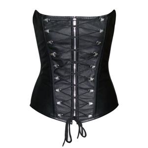 Corset en cuir noir à armatures en acier, à fermeture éclair sur le devant, lacets, corset de modelage du corps, leggings de modelage, veste pour homme 2026 - Product Image 1