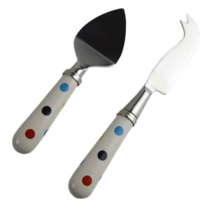 Juego de cortadores de pasteles brillantes, cubiertos de Metal con mango de cerámica, acabado pintado para decoración de Hotel y hogar, pastel de diseño de cerámica elegante - Product Image 1