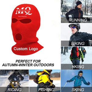 Logo personnalisé vente en gros tricoté 3 trous visage hiver masque de ski en tricot personnalisé cagoule en détresse masque personnalisé acrylique peluche unisexe - Product Image 3