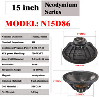 86mm 3,5 pulgadas Bobina de voz Venta caliente 15 pulgadas Subwoofer Pro altavoz Line Array altavoz China Woofer precio N15D86