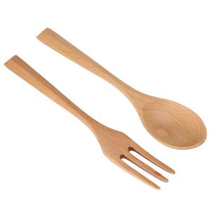 Cucharas y tenedor de madera de bambú básico de lujo moderno, utensilios de cocina ecológicos de seguridad saludable con ensaladera - Product Image 3