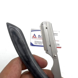 Maquinilla de afeitar de barbero manual sostenible al por mayor hoja de acero inoxidable sólida mango de madera pakka acabado en arena maquinilla de afeitar recta Aroosh - Product Image 4