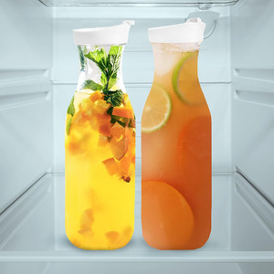<span class=keywords><strong>Carafe</strong></span> ronde en plastique avec bouchons à vis pour les emballages de jus de <span class=keywords><strong>whisky</strong></span>, de vin et de soda avec surface de sérigraphie - Product Image 2