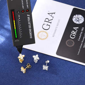 ต่างหูเพชรเม็ดเดี่ยว VVS Moissanite 925ทดสอบเพชรผ่านสไตล์แฟชั่น - Product Image 5